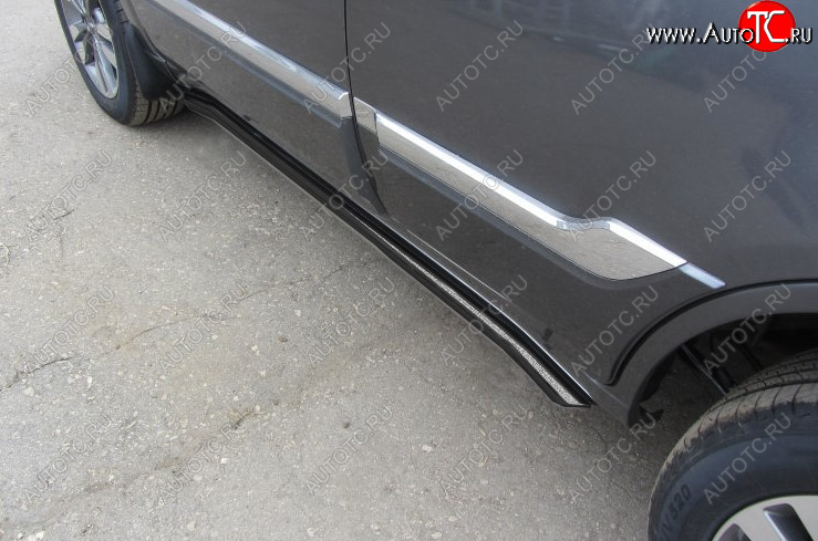 11 699 р. Защита порогов Slitkoff (Ø 57 мм, с гибами)  Chery Tiggo 3 (2014-2020) (Цвет: черный)  с доставкой в г. Кемерово