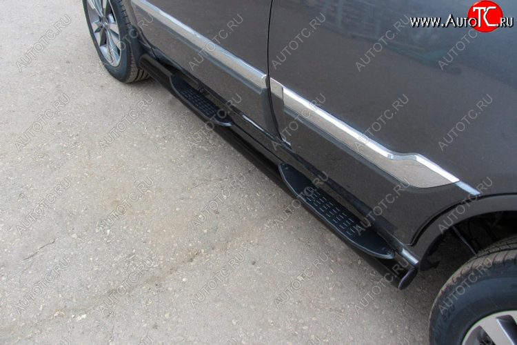 13 199 р. Защита порогов Slitkoff (Ø 76 мм, с проступями)  Chery Tiggo 3 (2014-2020) (Цвет: черный)  с доставкой в г. Кемерово