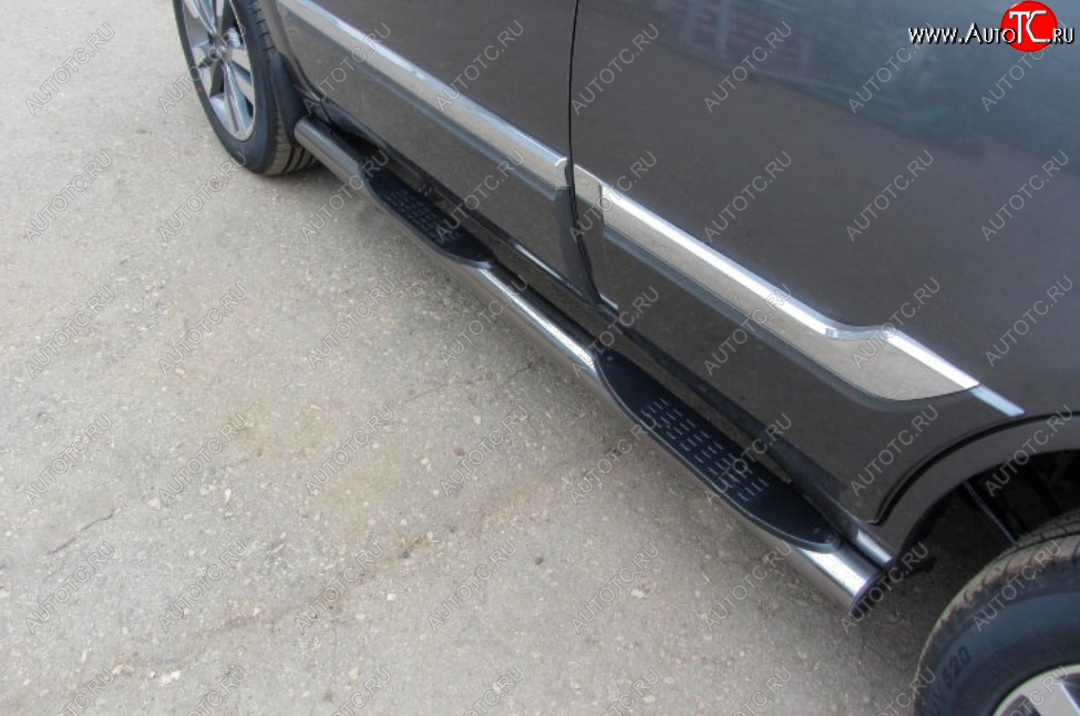 12 399 р. Защита порогов Slitkoff (Ø 76 мм, с проступями)  Chery Tiggo 3 (2014-2020) (Цвет: серебристый)  с доставкой в г. Кемерово