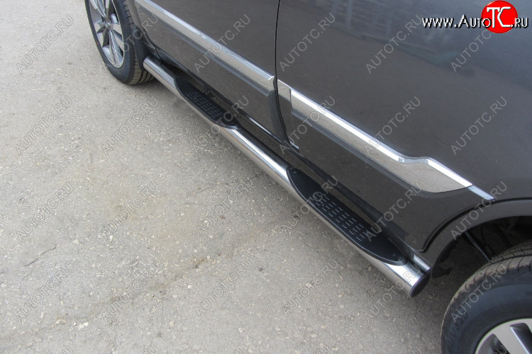 17 699 р. Защита порогов Slitkoff (Ø 76 мм, с проступями)  Chery Tiggo 3 (2014-2020) (Полированная нержавейка)  с доставкой в г. Кемерово