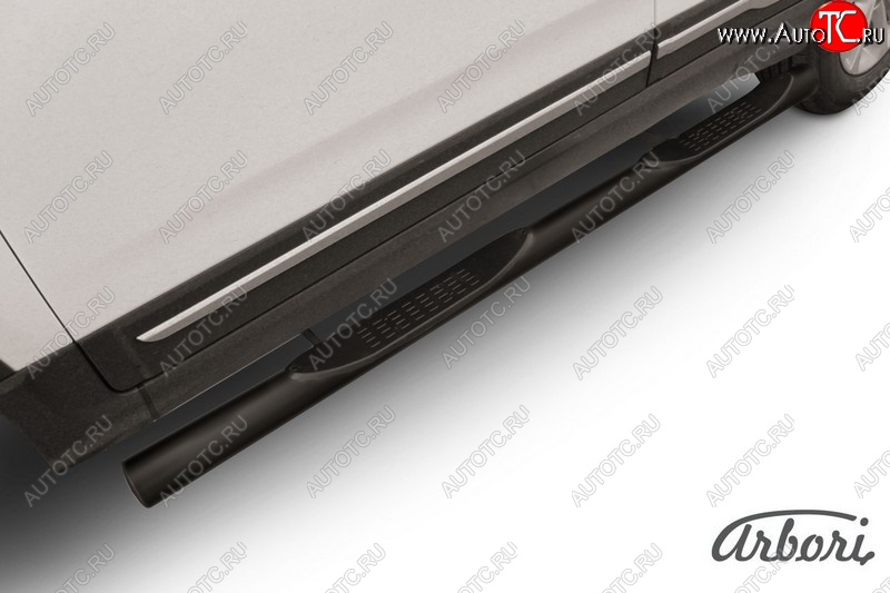 7 703 р. Защита штатных порогов Arbori (с проступью, черная, d57 mm). Chery Tiggo 5 (T21) дорестайлинг (2014-2017)  с доставкой в г. Кемерово