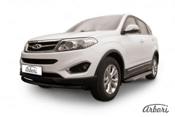 Защита переднего бампера Arbori (1 труба d57 mm). Chery Tiggo 5 (T21) дорестайлинг (2014-2017) (черная)