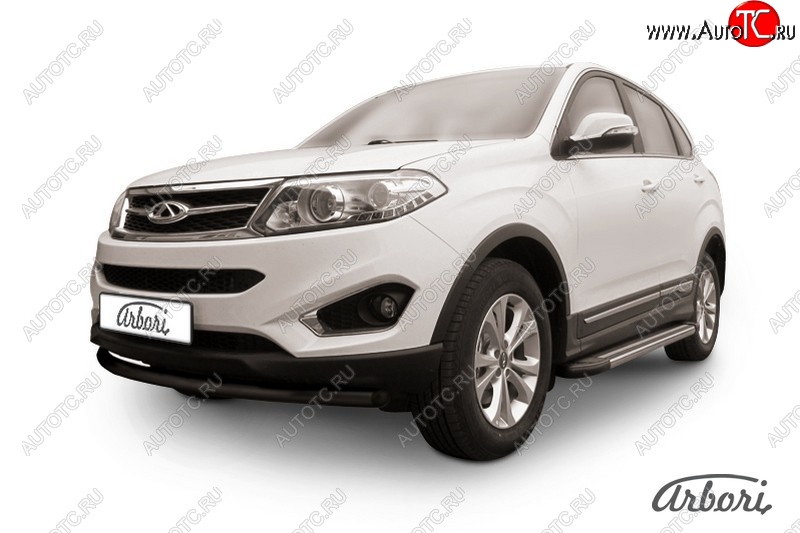 5 669 р. Защита переднего бампера Arbori (1 труба d57 mm). Chery Tiggo 5 (T21) дорестайлинг (2014-2017) (черная)  с доставкой в г. Кемерово