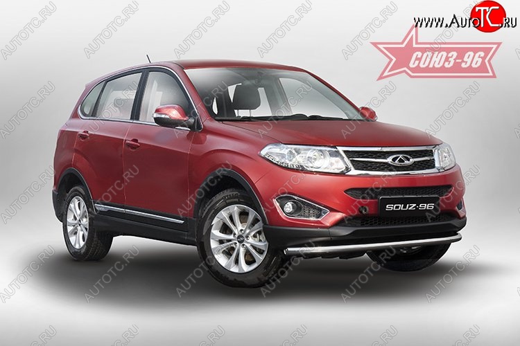 12 536 р. Защита переднего бампера одинарная Souz-96 (d60) Chery Tiggo 5 (T21) дорестайлинг (2014-2017)  с доставкой в г. Кемерово
