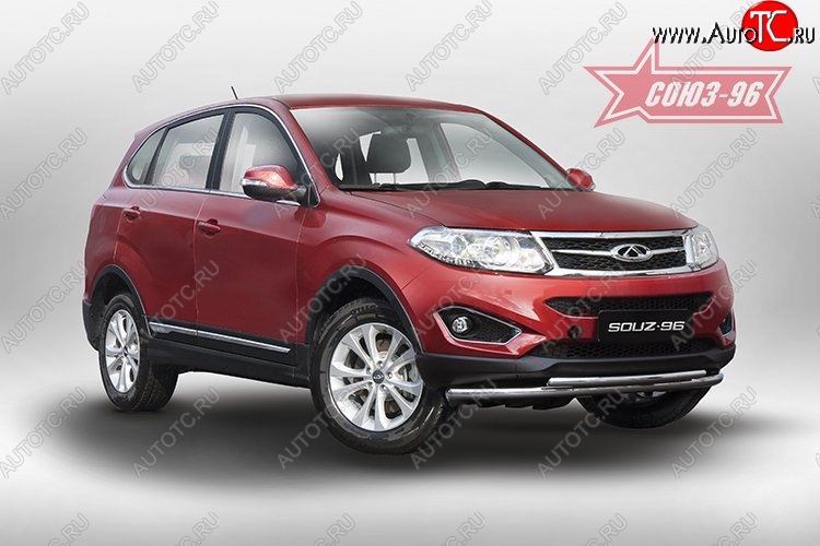 15 839 р. Защита переднего бампера одинарная Souz-96 (d60/42) Chery Tiggo 5 (T21) дорестайлинг (2014-2017)  с доставкой в г. Кемерово