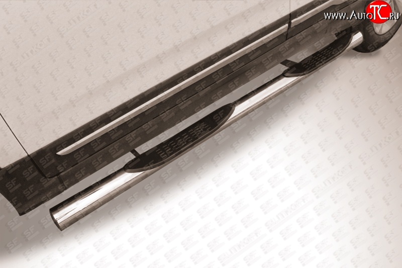 17 699 р. Защита порогов из трубы d76 мм с пластиковыми вставками для ног Slitkoff Chery Tiggo 5 (T21) дорестайлинг (2014-2017) (Нержавейка, Полированная)  с доставкой в г. Кемерово