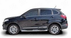 83 999 р. Защита порогов с пластиковыми вставками для ног из круглой трубы диаметром 76 мм Russtal Chery Tiggo 5 (T21) дорестайлинг (2014-2017) (Защита порогов с со скосами на торцах (вариант 1))  с доставкой в г. Кемерово. Увеличить фотографию 3