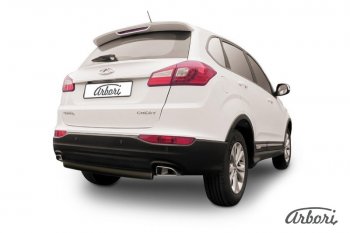 Защита заднего бампера Arbori (черная, 1 труба d57 mm). Chery Tiggo 5 (T21) дорестайлинг (2014-2017)