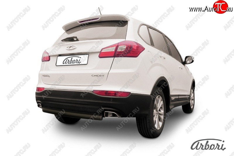 5 399 р. Защита заднего бампера Arbori (черная, 1 труба d57 mm). Chery Tiggo 5 (T21) дорестайлинг (2014-2017)  с доставкой в г. Кемерово