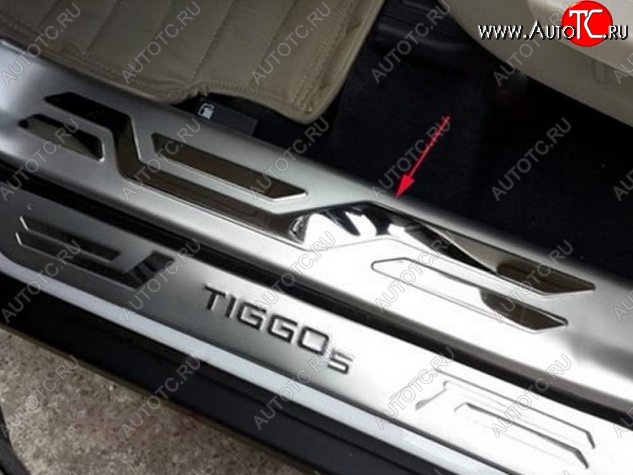 6 449 р. Внутренние накладки на порожки автомобиля СТ Chery Tiggo 5 (T21) дорестайлинг (2014-2017)  с доставкой в г. Кемерово