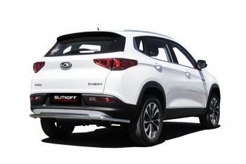 Защита заднего бампера Slitkoff (d42, длинная) Chery Tiggo 7 (2016-2020)