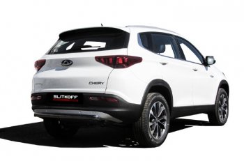 Защита заднего бампера Slitkoff (Ø 57 мм) Chery Tiggo 7 (2016-2020) (Цвет: черный)