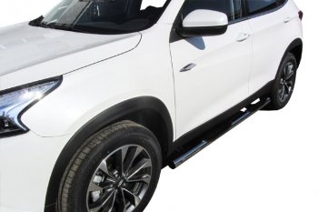 17 899 р. Защита порогов Slitkoff (Ø 76 мм, с проступями)  Chery Tiggo 7 (2016-2020) (Полированная нержавейка)  с доставкой в г. Кемерово. Увеличить фотографию 2