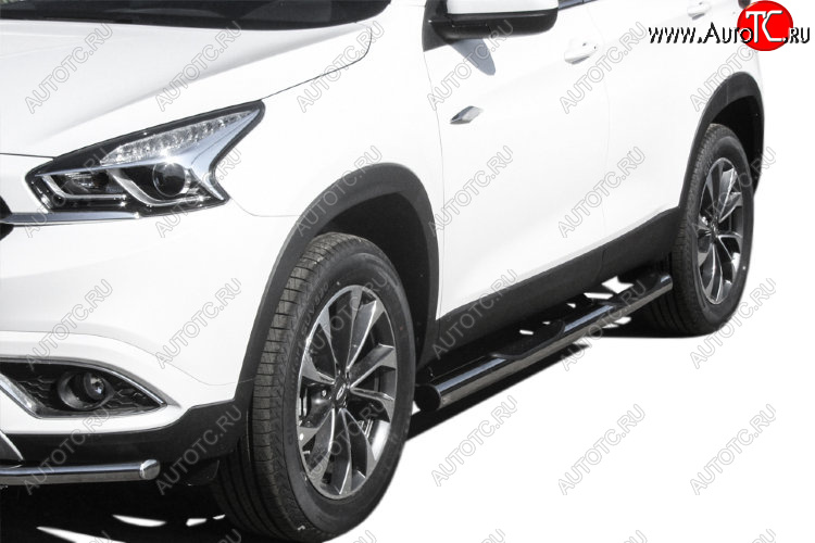 17 899 р. Защита порогов Slitkoff (Ø 76 мм, с проступями)  Chery Tiggo 7 (2016-2020) (Полированная нержавейка)  с доставкой в г. Кемерово