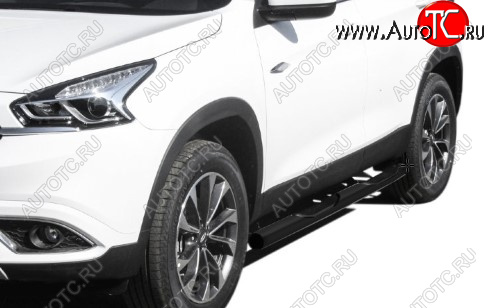 13 429 р. Защита порогов Slitkoff (Ø 76 мм, с проступями)  Chery Tiggo 7 (2016-2020) (Цвет: черный)  с доставкой в г. Кемерово