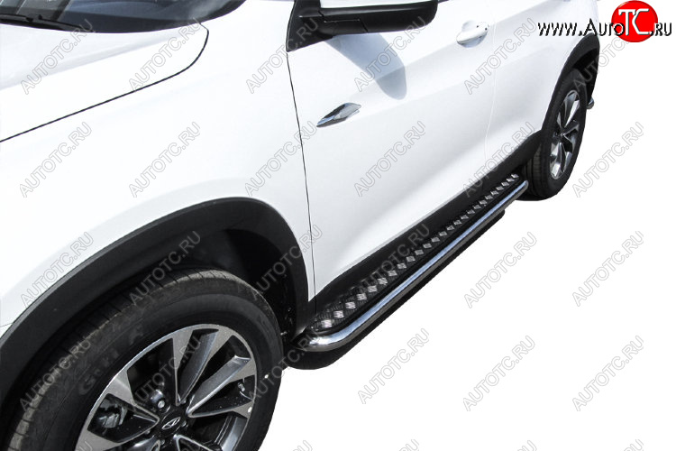 17 899 р. Защита порогов Slitkoff (Ø 57 мм, с листом) Chery Tiggo 7 (2016-2020)  с доставкой в г. Кемерово
