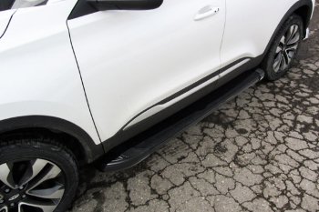 Пороги алюминиевые Slitkoff Chery Tiggo 4 (2018-2023) 1-ый рестайлинг (Optima Black )