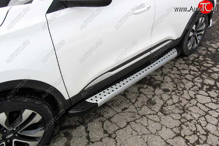 17 399 р. Пороги алюминиевые Slitkoff  Chery Tiggo 4 (2018-2023) 1-ый рестайлинг (Standart Silver)  с доставкой в г. Кемерово