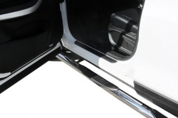17 899 р. Защита порогов Slitkoff (Ø 76 мм, с проступями)  Chery Tiggo 4 (2018-2023) 1-ый рестайлинг (Полированная нержавейка)  с доставкой в г. Кемерово. Увеличить фотографию 2