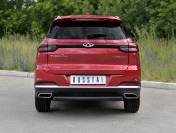 Защита заднего бампера (Ø63 мм, дуга, c полимерным покрытием ) SLITKOFF Chery Tiggo 7 PRO (2019-2025) (черная)