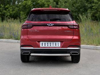 Защита заднего бампера (Ø63 мм, дуга, нержавейка) SLITKOFF Chery Tiggo 7 PRO (2019-2025)