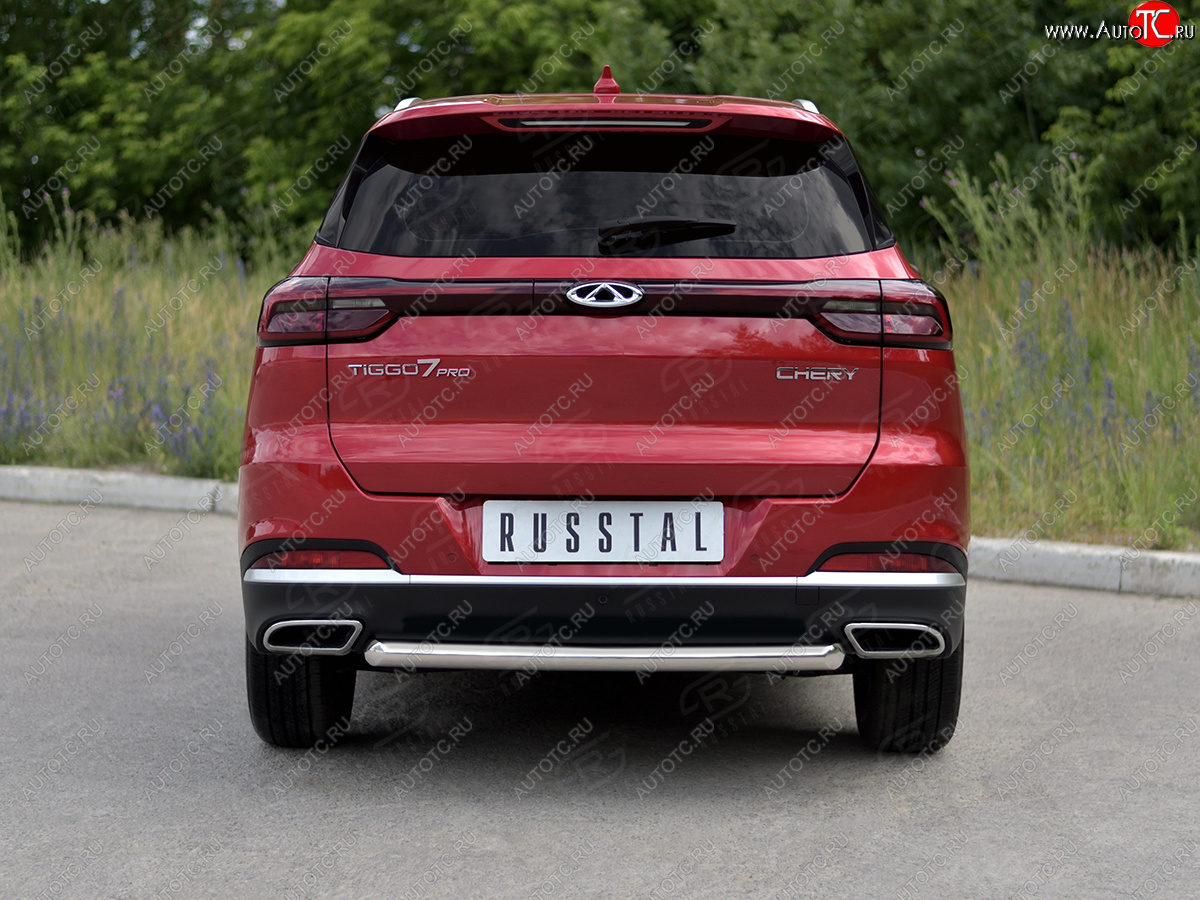 13 999 р. Защита заднего бампера (Ø63 мм, дуга, нержавейка) SLITKOFF  Chery Tiggo 7 PRO (2019-2025)  с доставкой в г. Кемерово