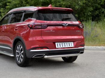 13 999 р. Защита заднего бампера (Ø63 мм, дуга, нержавейка) SLITKOFF  Chery Tiggo 7 PRO (2019-2025)  с доставкой в г. Кемерово. Увеличить фотографию 2