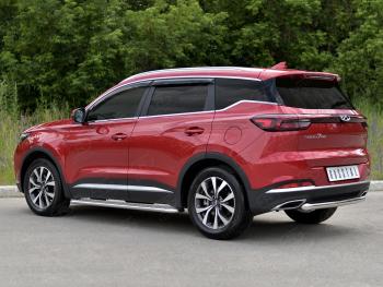 13 999 р. Защита заднего бампера (Ø63 мм, дуга, нержавейка) SLITKOFF  Chery Tiggo 7 PRO (2019-2025)  с доставкой в г. Кемерово. Увеличить фотографию 3