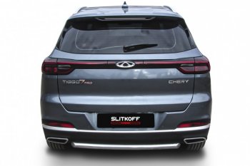 10 449 р. Защита заднего бампера Slitkoff (Ø57 мм)  Chery Tiggo 7 PRO - Tiggo 7 Pro Max  T1E (Нержавеющая сталь)  с доставкой в г. Кемерово. Увеличить фотографию 3