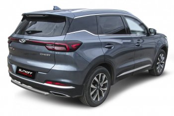 Защита заднего бампера Slitkoff (Ø 57 мм) Chery Tiggo 7 PRO - Tiggo 7 Pro Max  T1E (Цвет: серебристый)
