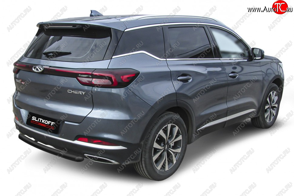 7 299 р. Защита заднего бампера Slitkoff (Ø 57 мм)  Chery Tiggo 7 PRO - Tiggo 7 Pro Max  T1E (Цвет: черный)  с доставкой в г. Кемерово