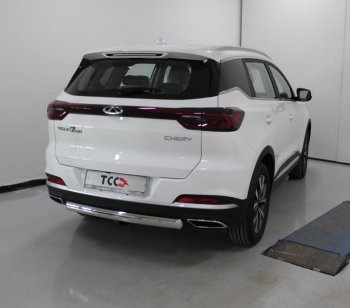 Защита заднего бампера (овальная, 2WD) ТСС 75х42 мм Chery Tiggo 7 PRO (2019-2025)