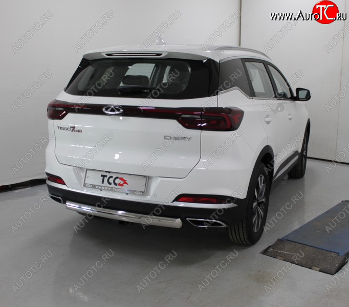 20 549 р. Защита заднего бампера (овальная, 2WD) ТСС 75х42 мм  Chery Tiggo 7 PRO (2019-2025)  с доставкой в г. Кемерово