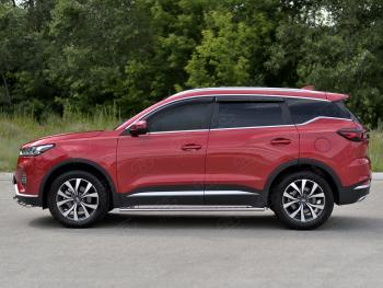23 749 р. Защита порогов (Ø75х42 мм, с проступью) Russtal Chery Tiggo 7 PRO (2019-2025)  с доставкой в г. Кемерово. Увеличить фотографию 3
