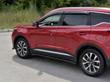 Защита порогов (Ø63 мм, с полимерным покрытием) SLITKOFF Chery Tiggo 7 PRO (2019-2025) (круглые торцы, черный)