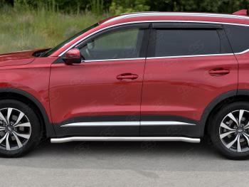 17 499 р. Защита порогов SLITKOFF (Ø63 мм, нержавейка) SLITKOFF Chery Tiggo 7 PRO (2019-2025) (круглые торцы)  с доставкой в г. Кемерово. Увеличить фотографию 2