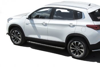 13 349 р. Пороги алюминиевые Slitkoff  Chery Tiggo 7 - Tiggo 7 PRO (Optima Black )  с доставкой в г. Кемерово. Увеличить фотографию 4