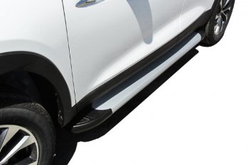 Пороги алюминиевые Slitkoff Chery Tiggo 7 - Tiggo 7 PRO (Optima Silver)