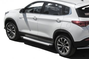 13 349 р. Пороги алюминиевые Slitkoff  Chery Tiggo 7 - Tiggo 7 PRO (Optima Silver)  с доставкой в г. Кемерово. Увеличить фотографию 3