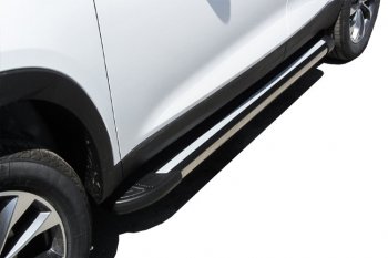 Пороги алюминиевые Slitkoff Chery Tiggo 7 - Tiggo 7 PRO (Luxe Black)