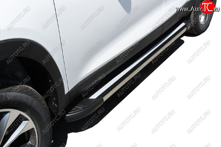 11 299 р. Пороги алюминиевые Slitkoff  Chery Tiggo 7 - Tiggo 7 PRO (Luxe Black)  с доставкой в г. Кемерово