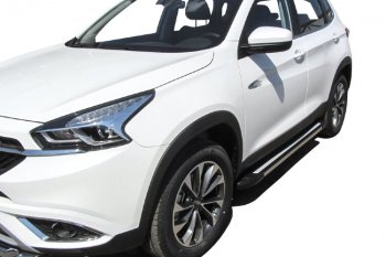 11 299 р. Пороги алюминиевые Slitkoff  Chery Tiggo 7 - Tiggo 7 PRO (Luxe Black)  с доставкой в г. Кемерово. Увеличить фотографию 3