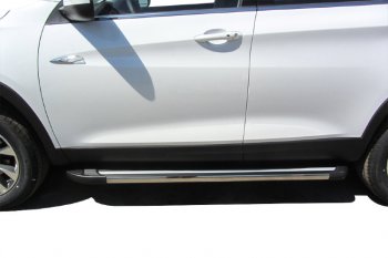 11 299 р. Пороги алюминиевые Slitkoff  Chery Tiggo 7 - Tiggo 7 PRO (Luxe Black)  с доставкой в г. Кемерово. Увеличить фотографию 2