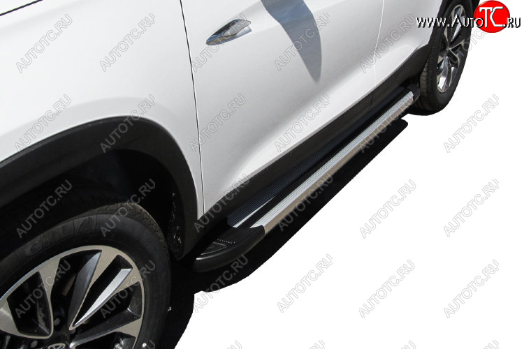 10 699 р. Пороги алюминиевые Slitkoff  Chery Tiggo 7 - Tiggo 7 PRO (Luxe Silver)  с доставкой в г. Кемерово