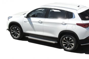 10 699 р. Пороги алюминиевые Slitkoff  Chery Tiggo 7 - Tiggo 7 PRO (Luxe Silver)  с доставкой в г. Кемерово. Увеличить фотографию 2