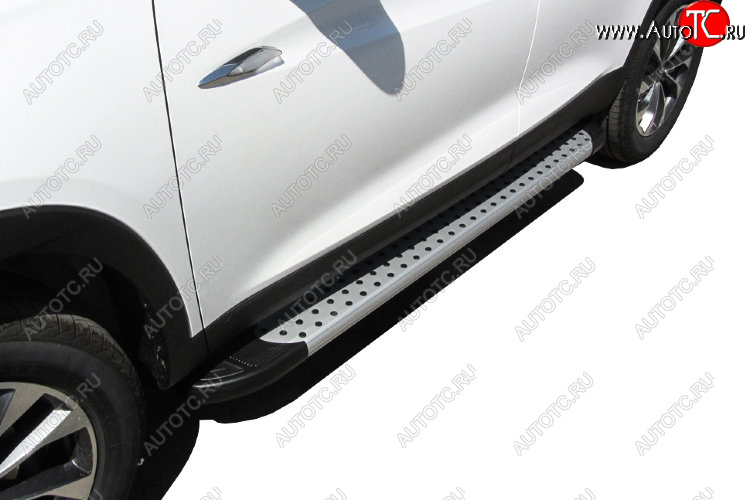 17 399 р. Пороги алюминиевые Slitkoff  Chery Tiggo 7 - Tiggo 7 PRO (Standart Silver)  с доставкой в г. Кемерово