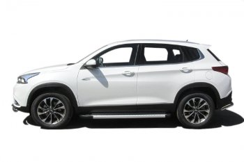 17 399 р. Пороги алюминиевые Slitkoff  Chery Tiggo 7 - Tiggo 7 PRO (Standart Silver)  с доставкой в г. Кемерово. Увеличить фотографию 4