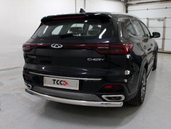 21 699 р. Защита заднего бампера (овальная) ТСС (нержавейка d 75х42 мм) Chery Tiggo 8 (T18) рестайлинг (2019-2025)  с доставкой в г. Кемерово. Увеличить фотографию 1