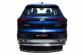 10 449 р. Защита заднего бампера Slitkoff (Ø 57 мм)  Chery Tiggo 8  (T18) (2019-2025) рестайлинг (Полированная нержавейка)  с доставкой в г. Кемерово. Увеличить фотографию 2