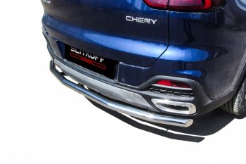 10 449 р. Защита заднего бампера Slitkoff (Ø 57 мм)  Chery Tiggo 8  (T18) (2019-2025) рестайлинг (Полированная нержавейка)  с доставкой в г. Кемерово. Увеличить фотографию 4